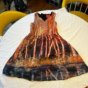 Scenic Print Sleeveless Dress
